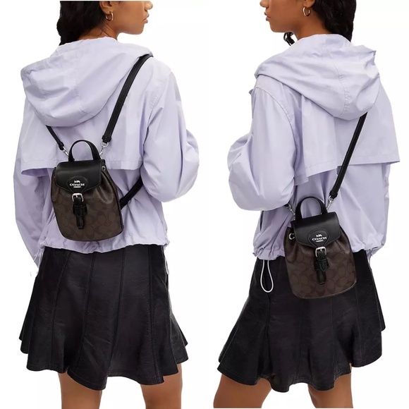 Coach Amelia Convertible Backpack In Signature Canvas Brown Black CL458 - Picture 1 of 5